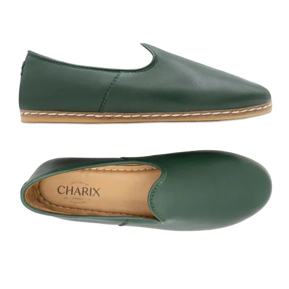 Charix Hunter Green Classic Women's Leather Loafers - Picture 4 of 10